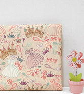 女孩洋裝皇冠城堡圖案布料,可愛,兒童,縫紉,被子,韓國製造,半碼